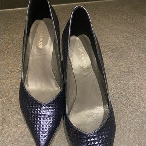 France Mode Blue Leather 3 inch heels - size 40EU. 9.5 US.